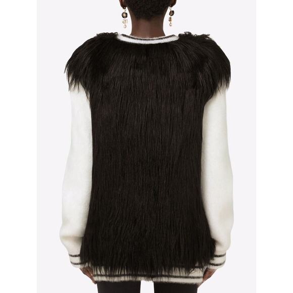 Dolce & Gabbana Faux-Fur Paneled Logo Embellished Cardigan (IT 42) RRP $3495 - Picture 5 of 14